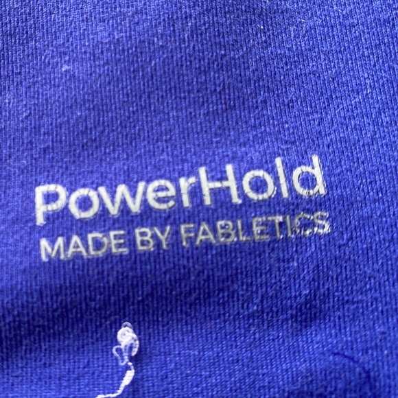 Fabletics Powerhold Royal Blue Cropped Leggings w/ mesh side cutout and pockets - Picture 7 of 8